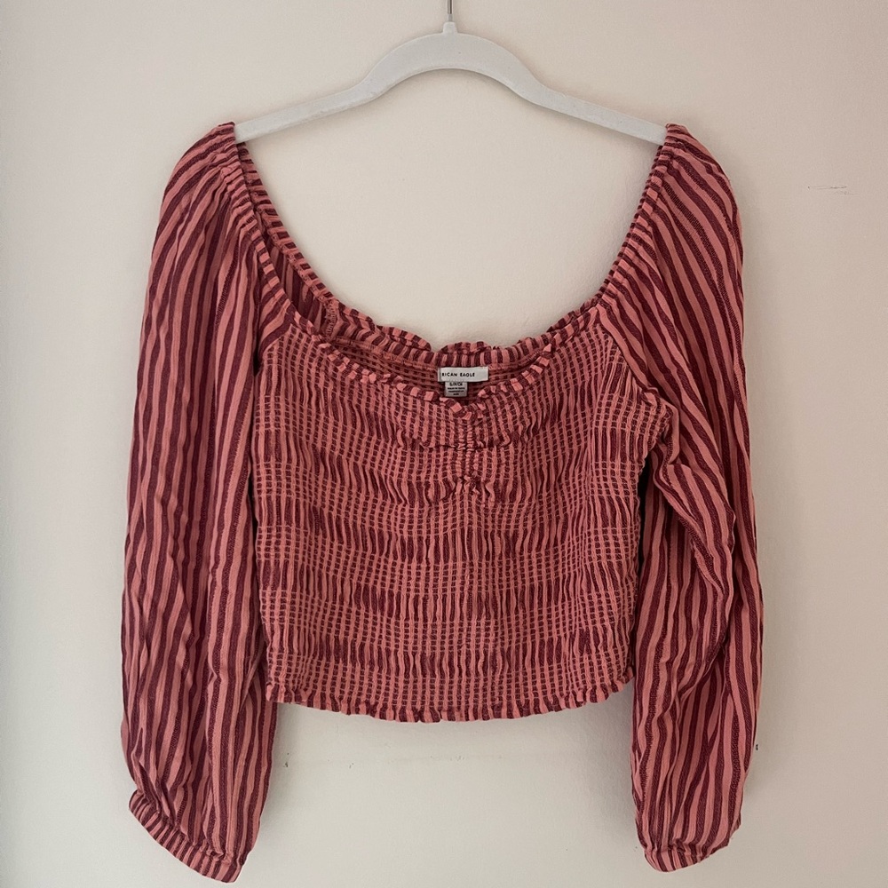 AE Smocked Puff-Sleeve Blouse